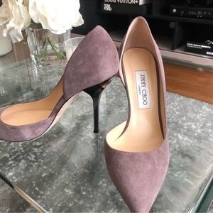 Jimmy Choo Grey Suede heels with silver accents 39
